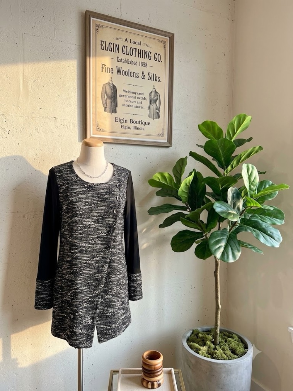 Women’s Black & Gray Knit Pullover Cardigan Sweater